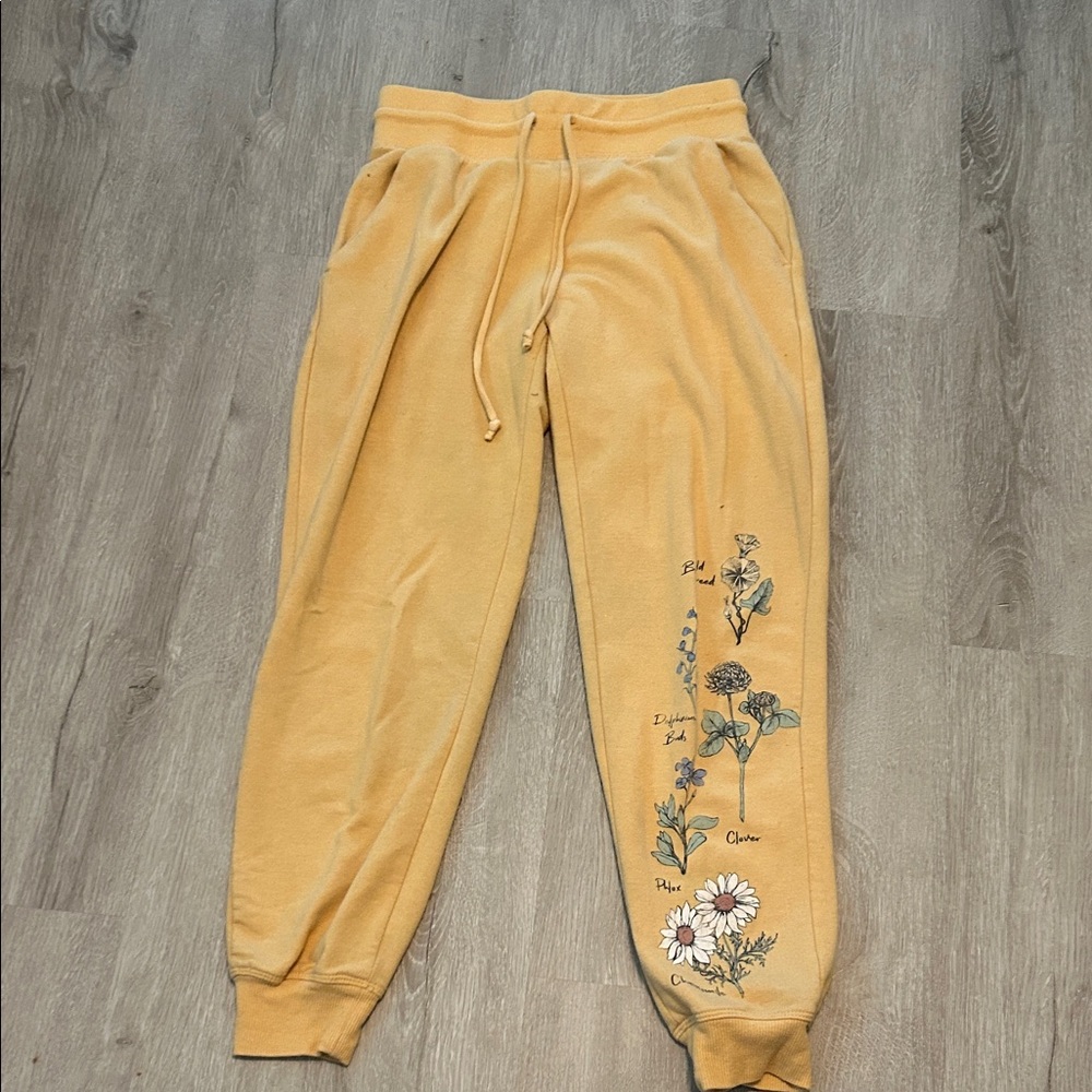 Zoe + Liv Mustard Floral Kids Joggers
